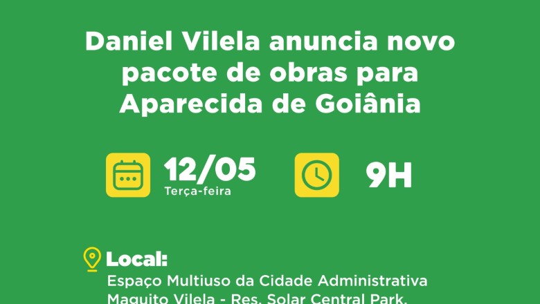 Goiás anuncia nesta terça pacote de obras em Aparecida: acesso ao Dianot e moradias subsidiadas