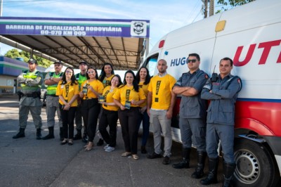 Blitz educativa na GO-070 orienta mais de 600 motoristas; Hugol reforça prevenção no Maio Amarelo
