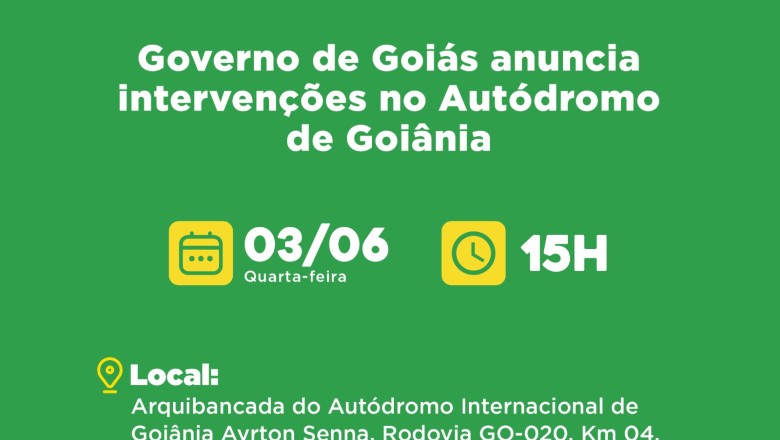 O que vai mudar no Autódromo de Goiânia? Governo de Goiás anuncia intervenções e convoca coletiva às 15h
