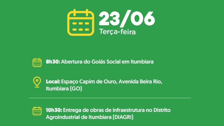 Daniel Vilela abre Goiás Social e inaugura obras; investimentos somam R$ 62,8 milhões em Itumbiara e Goiatuba