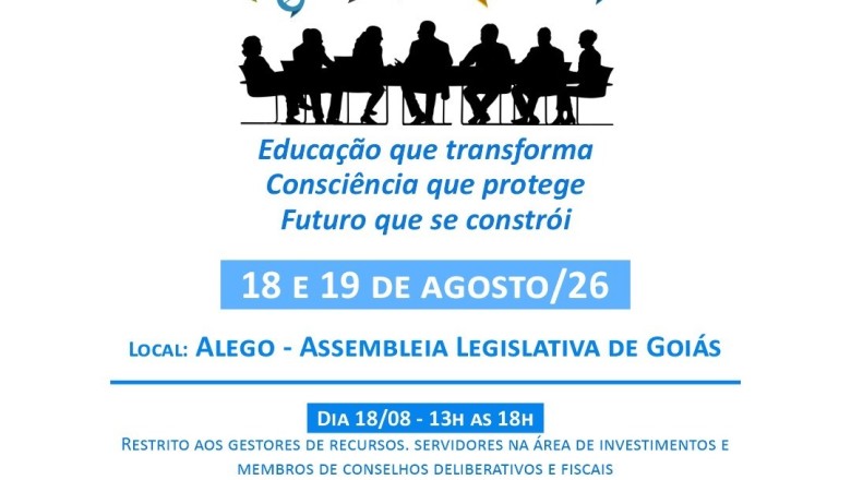 Aposentadoria, investimentos e prevencao a golpes: seminario gratuito reune especialistas em Goiania; inscricoes abertas