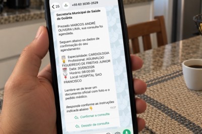 Consultas especializadas em Goiânia passam a ser confirmadas pelo WhatsApp; veja como funcionará